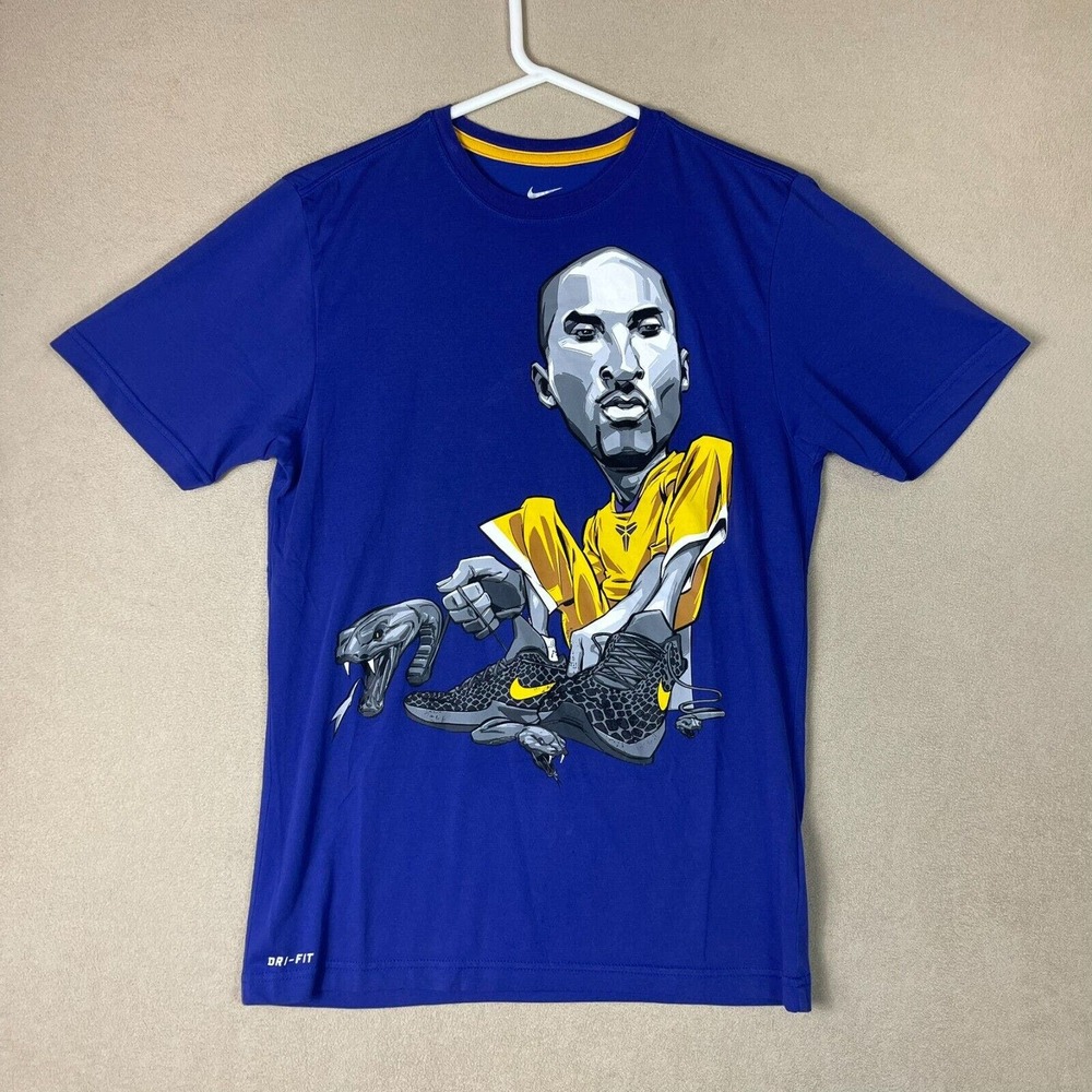 Nike Shirt Mens Small Blue‎ Dri Fit Kobe Bryant 6 Mamba Cartoon Tee Lakers Adult